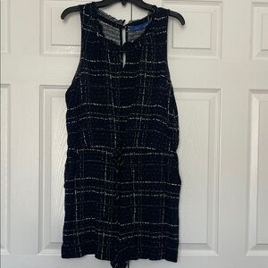 Apt. 9 Black Plaid Sleeveless Romper with Tie Waist